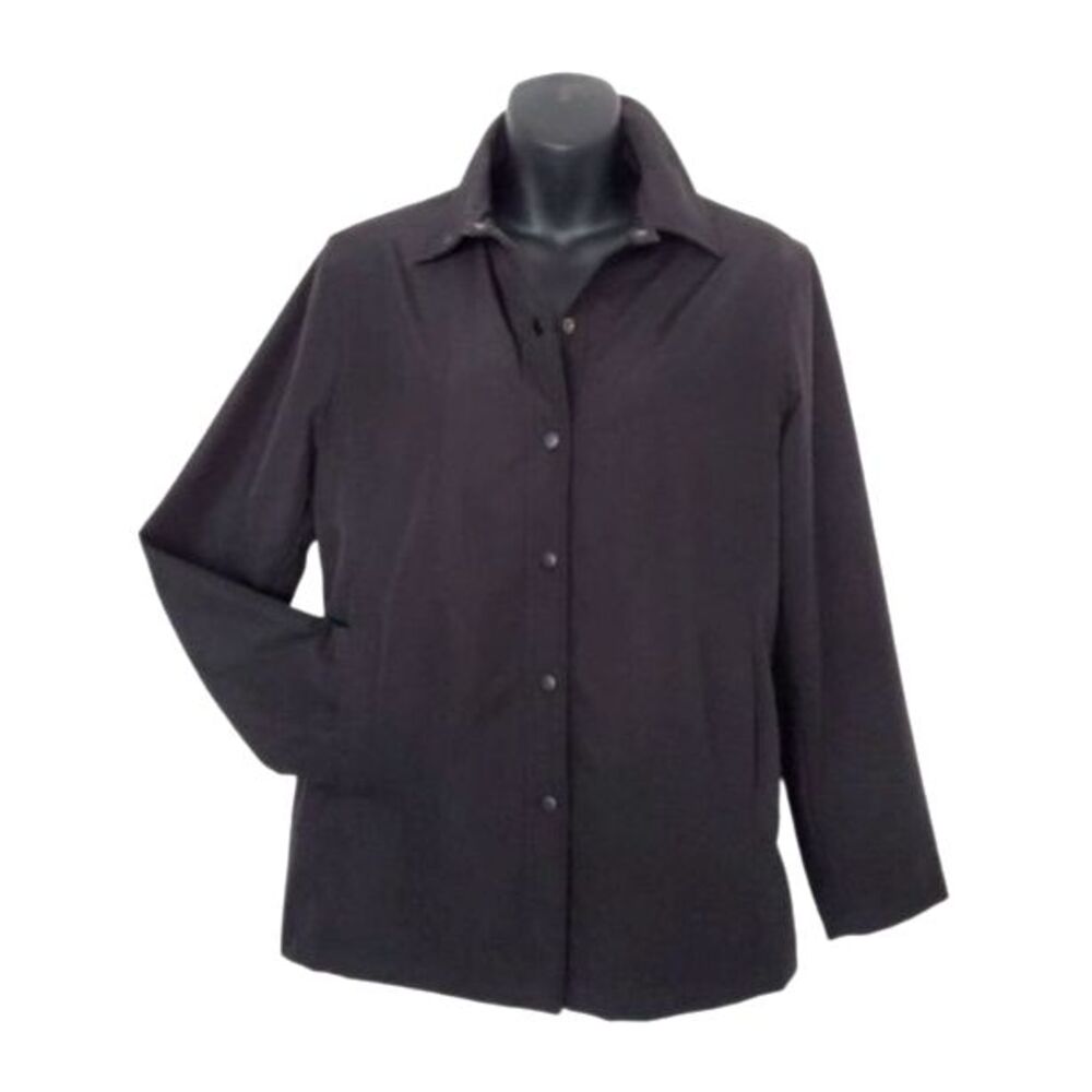 Gap Mid-Length Jacket Black Y2K Minimalist Snap Front Lined Vintage Polyester S